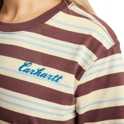 Carhartt Women's TENCEL Fiber Series Loose Fit Short Sleeve Striped T-Shirt in Barnwood Stripe
