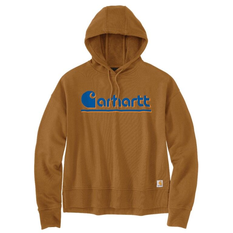 Carhartt Women's TENCEL Fiber Series Loose Fit Fall Graphic Hooded Sweatshirt in Carhartt Brown