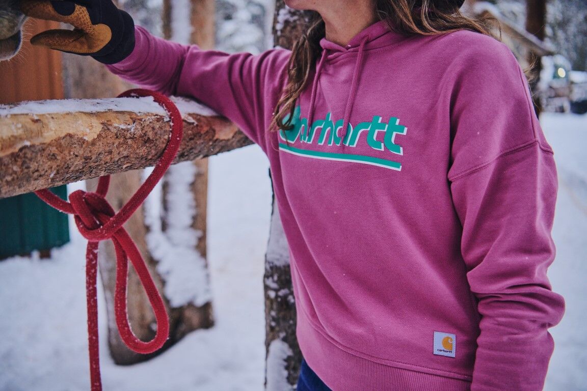 Carhartt Women's TENCEL Fiber Series Loose Fit Fall Graphic Hooded Sweatshirt in Woodrose