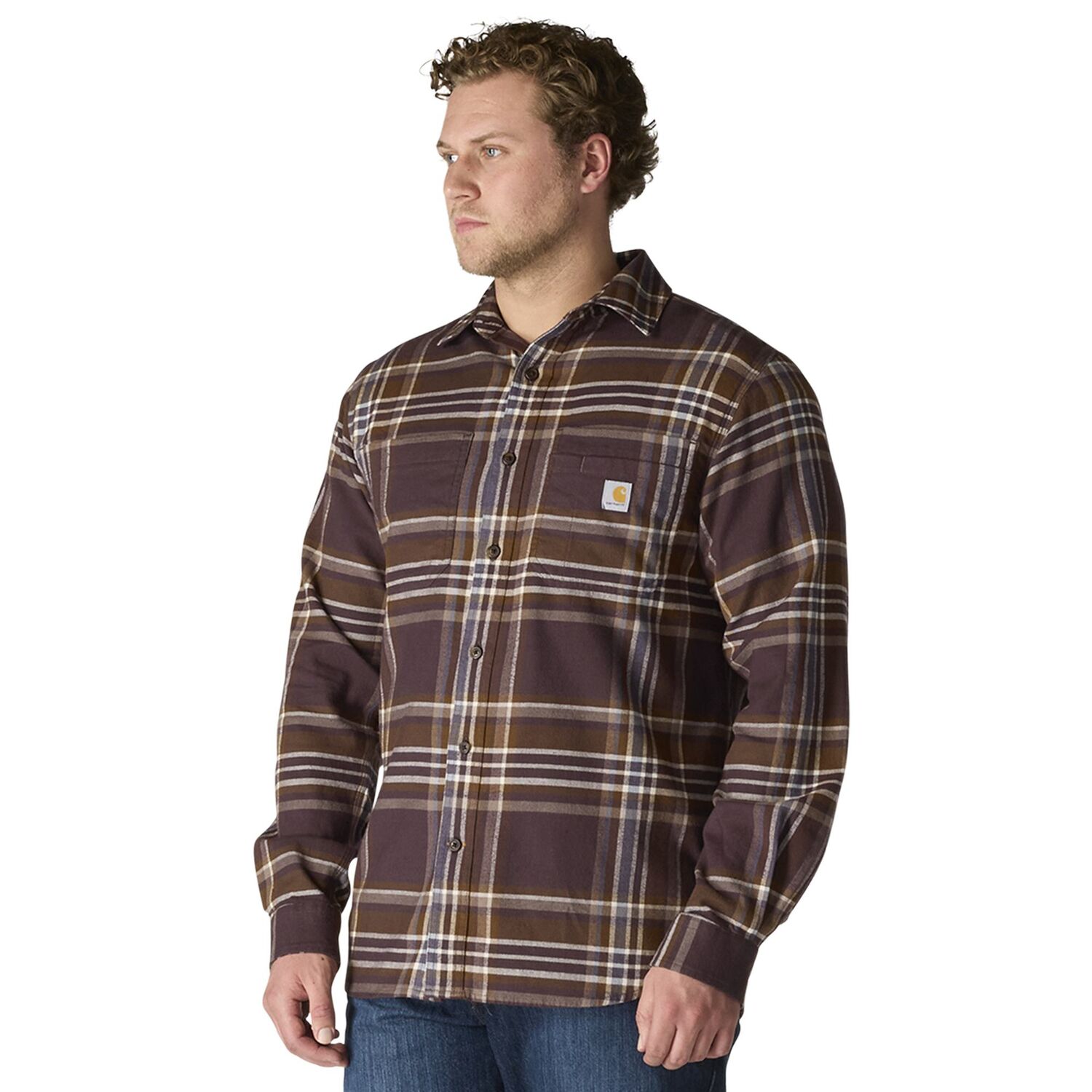 Carhartt Men's Rugged Flex Relaxed Fit Midweight Flannel Long Sleeve Plaid Shirt