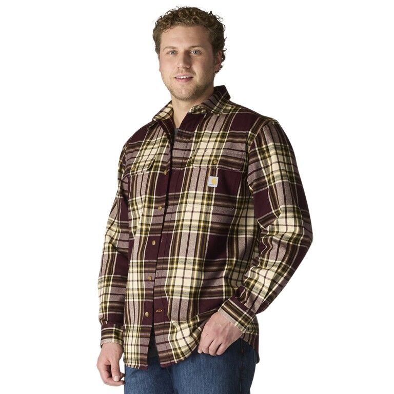 Carhartt Men's Loose Fit Heavyweight Flannel Long Sleeve Plaid Shirt