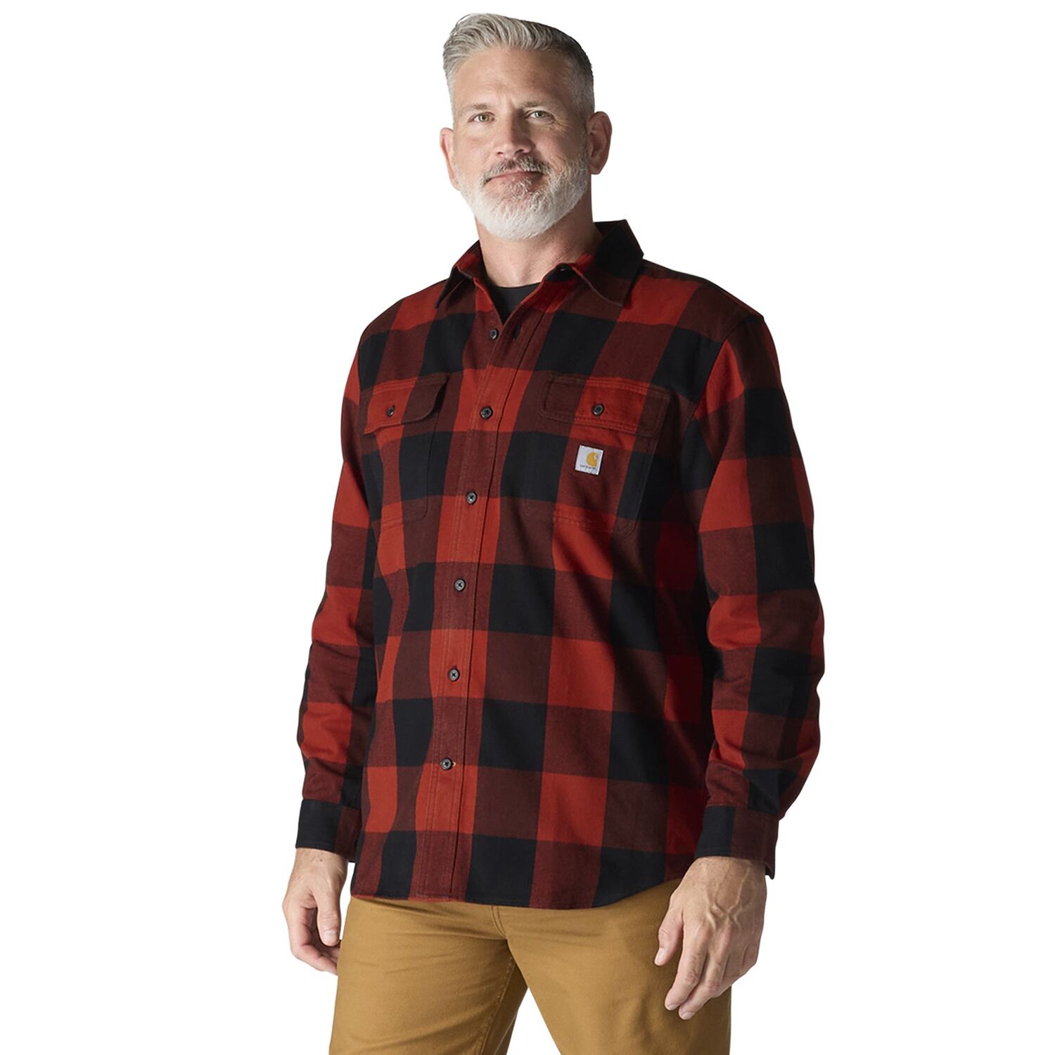 Carhartt Men's Loose Fit Heavyweight Flannel Long Sleeve Plaid Shirt