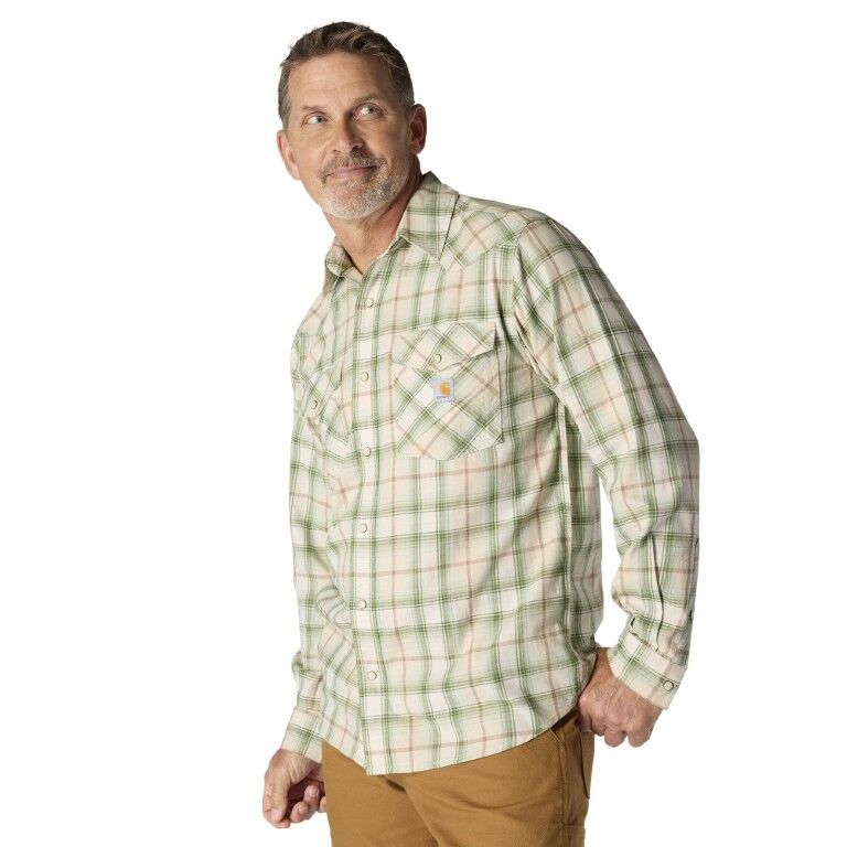 Carhartt Men's Montana Rugged Flex Relaxed Fit Lightweight Long Sleeve Snap Front Plaid Shirt