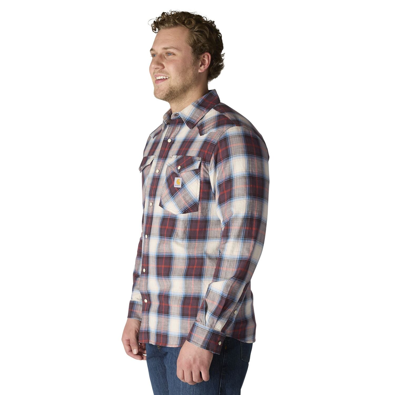 Carhartt Men's Montana Rugged Flex Relaxed Fit Lightweight Long Sleeve Snap Front Plaid Shirt