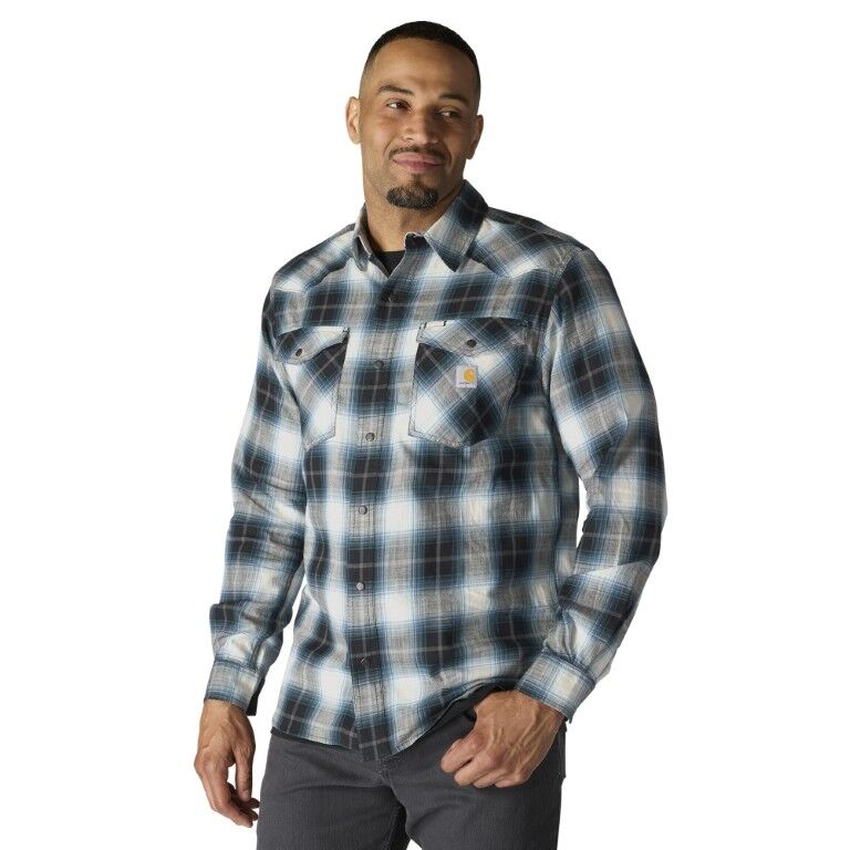 Carhartt Men's Montana Rugged Flex Relaxed Fit Lightweight Long Sleeve Snap Front Plaid Shirt