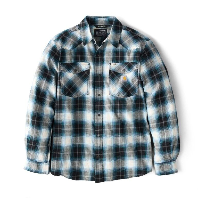 Carhartt Men's Montana Rugged Flex Relaxed Fit Lightweight Long Sleeve Snap Front Plaid Shirt
