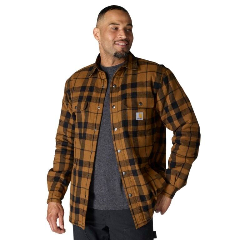 Carhartt Men's Relaxed Fit Flannel Sherpa Lined Shirt Jac