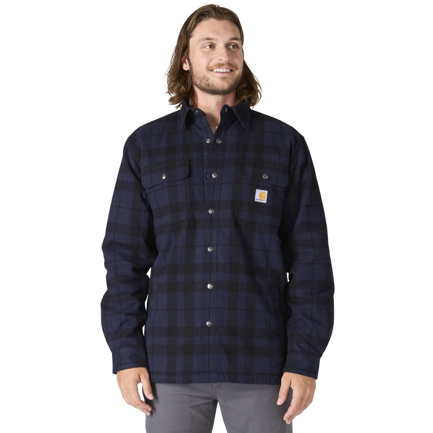 Carhartt Men's Relaxed Fit Flannel Sherpa Lined Shirt Jac