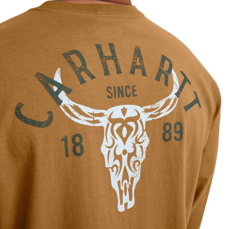 Carhartt Men's Loose Fit Heavyweight Long Sleeve Pocket Longhorn Graphic T-Shirt