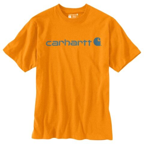 Carhartt Men's Loose Fit Heavyweight Short Sleeve Logo Graphic T-Shirt in Rust Heather