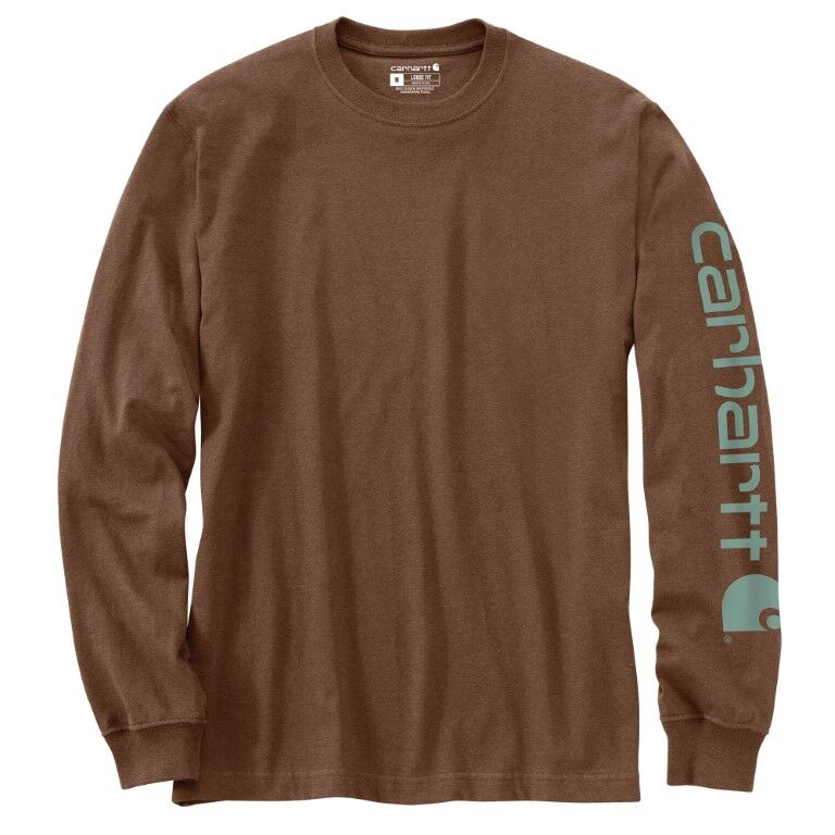 Carhartt Men's Loose Fit Heavyweight Long Sleeve Logo Sleeve Graphic T-Shirt