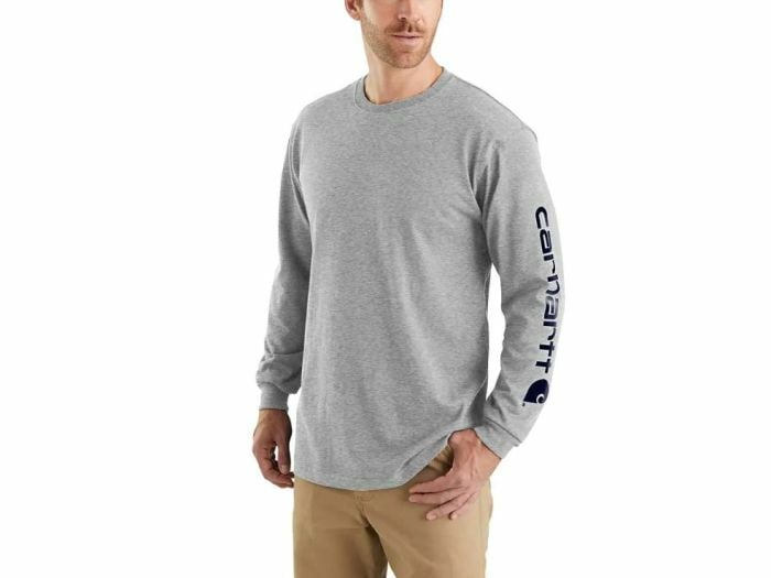 Carhartt Men's Loose Fit Heavyweight Long Sleeve Logo Sleeve Graphic T-Shirt