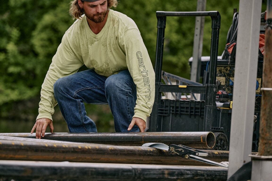 Carhartt Men's Loose Fit Heavyweight Long Sleeve Logo Sleeve Graphic T-Shirt