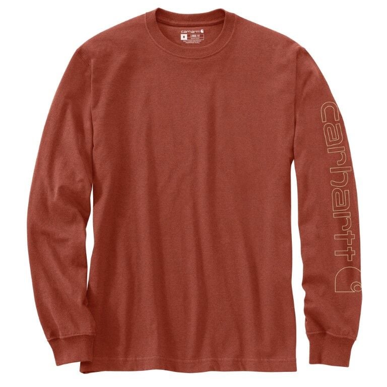 Carhartt Men's Loose Fit Heavyweight Long Sleeve Logo Sleeve Graphic T-Shirt