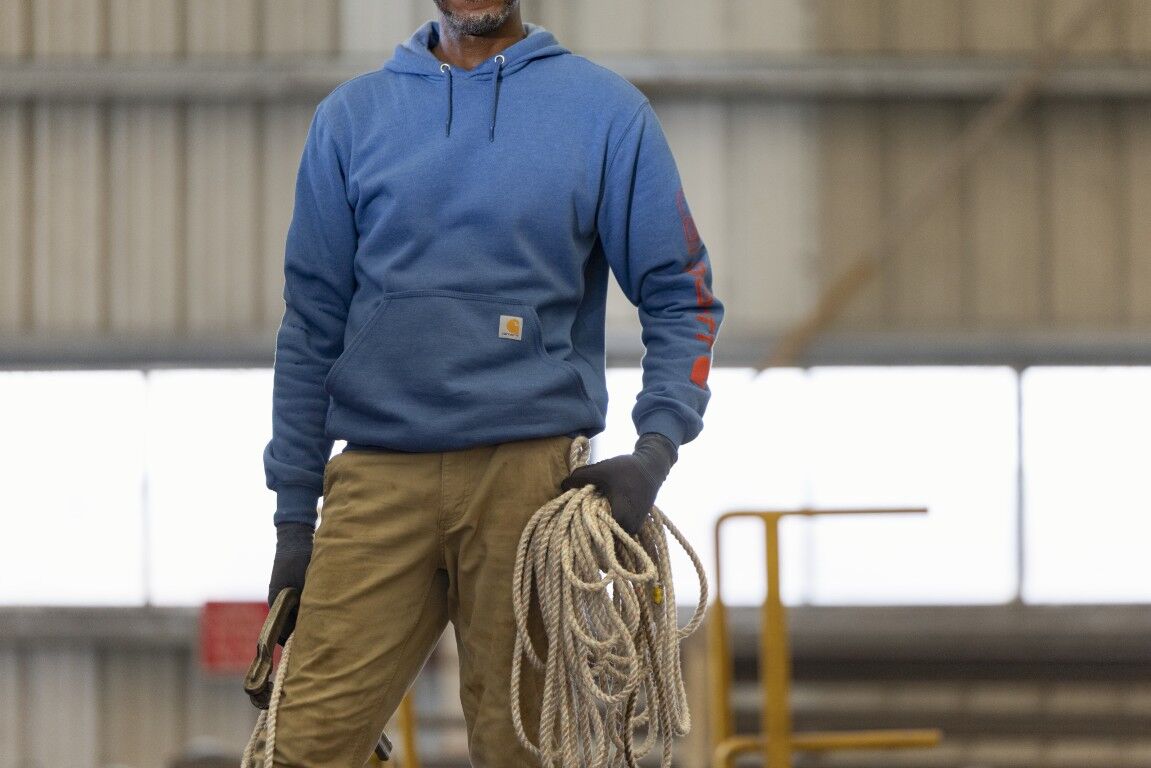 Carhartt Men's Loose Fit Midweight Logo Sleeve Graphic Hoodie