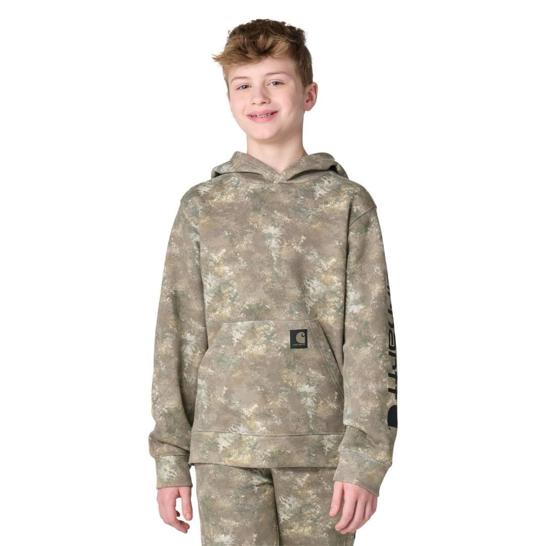Carhartt Boy's Long Sleeve Hooded Faded Camo Printed Sweatshirt