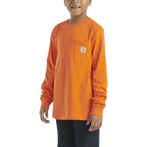 Carhartt Boy's Long Sleeve Graphic Pocket T-Shirt in Tanager Red