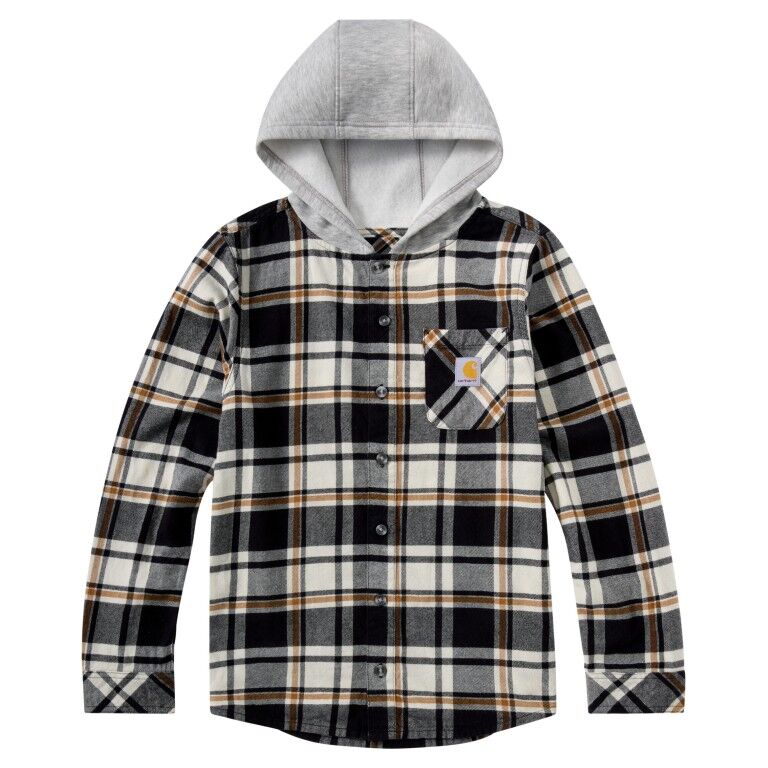 Carhartt Boy's Long Sleeve Hooded Flannel Button Front Shirt