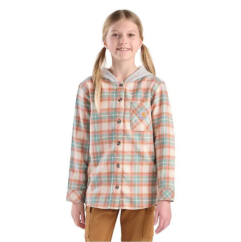 Carhartt Girl's Long Sleeve Flannel Button-Front Hooded Shirt