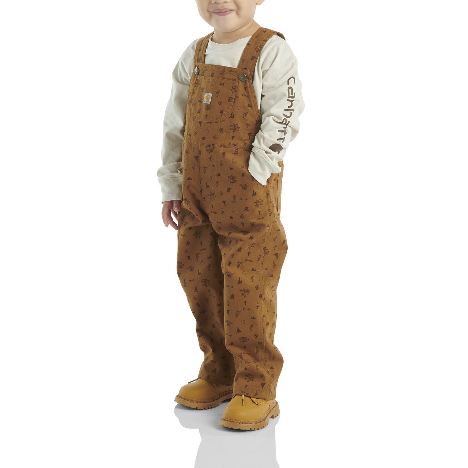 Carhartt Boy's Long Sleeve Bodysuit & Canvas Printed Overall Set