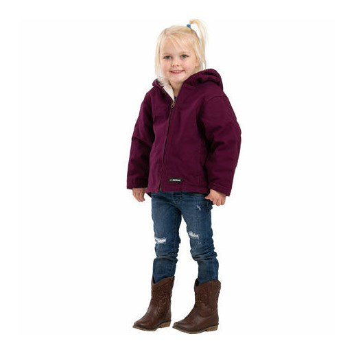 Berne Girls Washed Hooded Coat, Plum in Plum