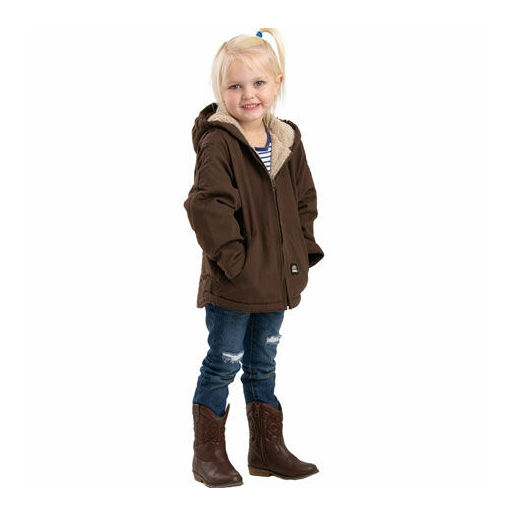 Berne Kids Sherpa Lined Coat in Bark Infants Toddlers BERNE