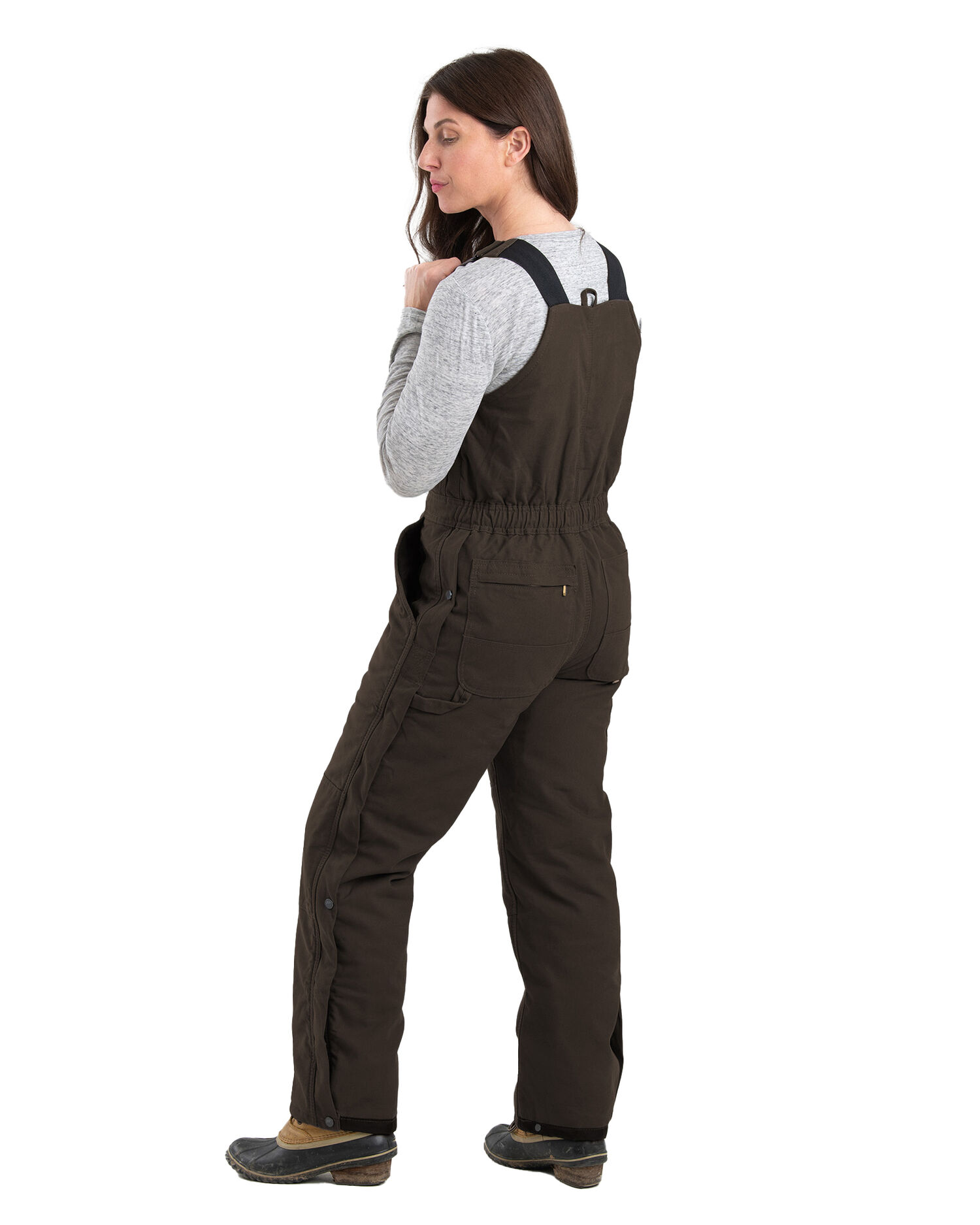 Berne Women's Washed Insulated Bib Overall in Dark Brown