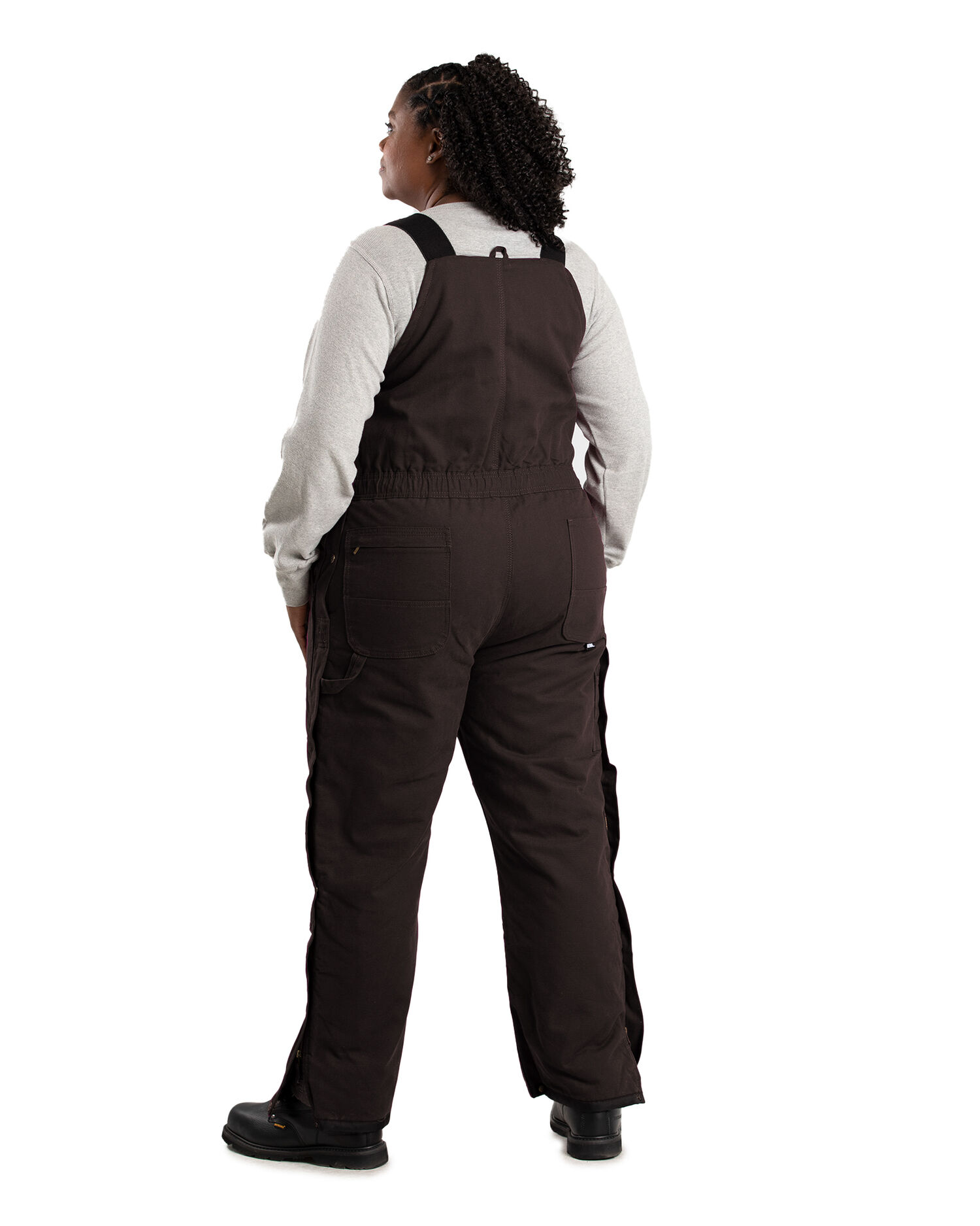 Berne Women's Washed Insulated Bib Overall in Dark Brown