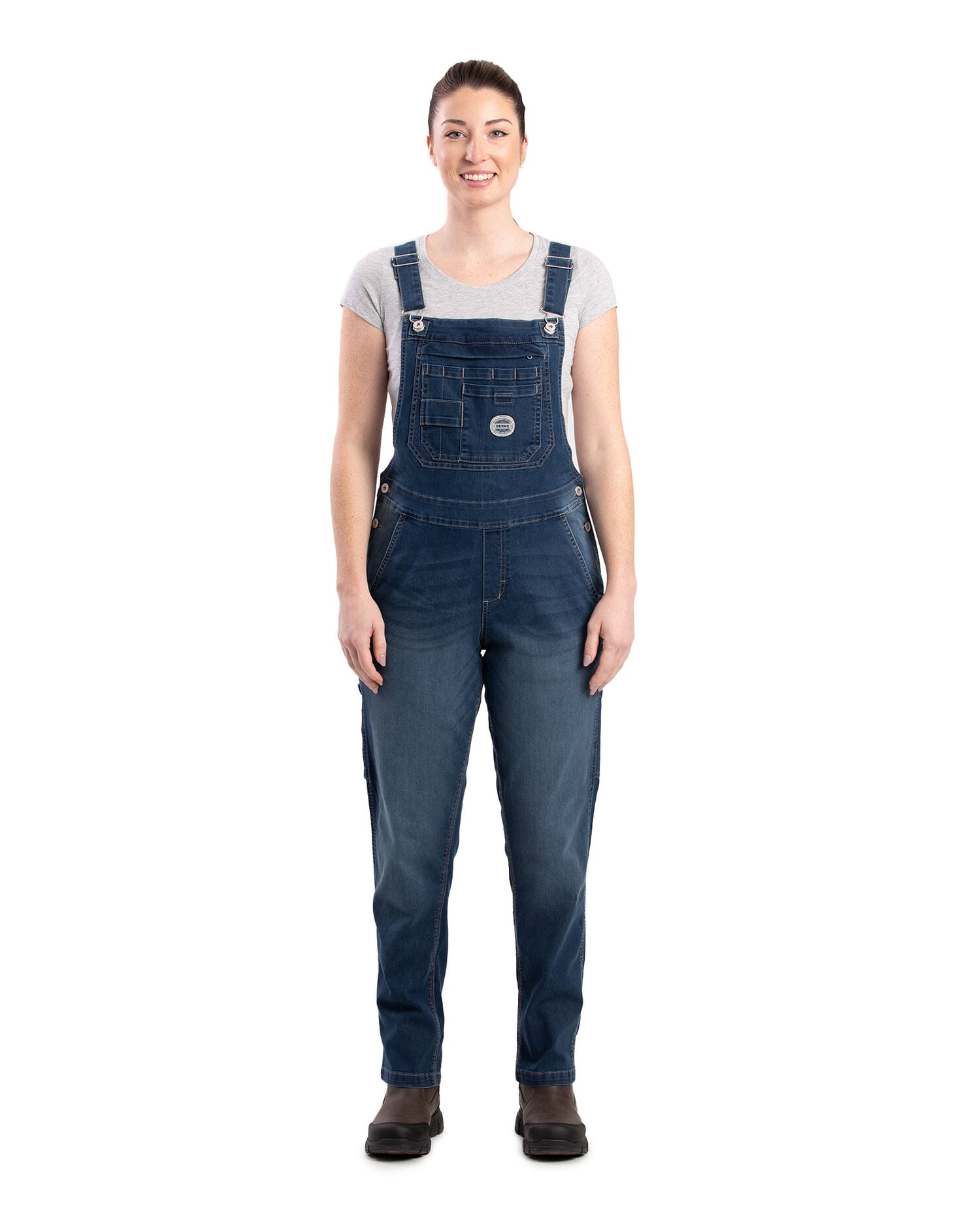Berne Women's Vintage Washed Flex Denim Bib Overall