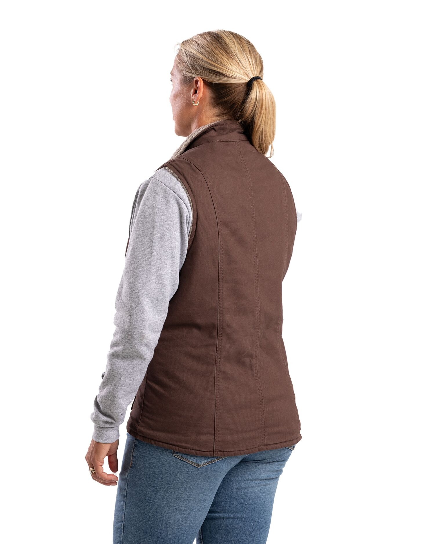 Berne Women's Sherpa-Lined Softstone Duck Vest in Red