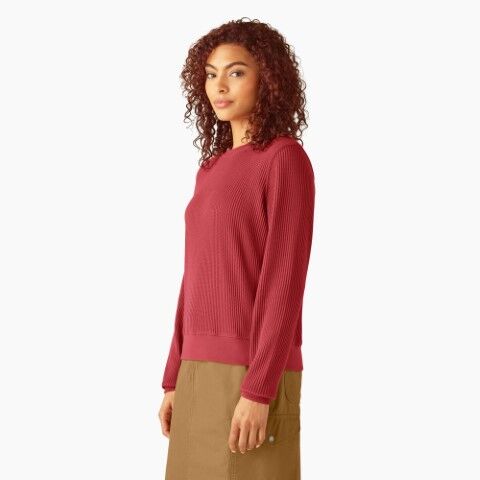 Dickies Women's Thermal Crewneck Shirt in Red Ochre