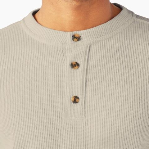 Dickies Men's Henley Thermal Shirt in Oatmeal