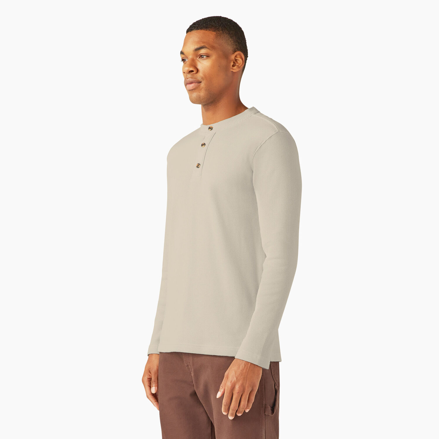 Dickies Men's Henley Thermal Shirt in Oatmeal
