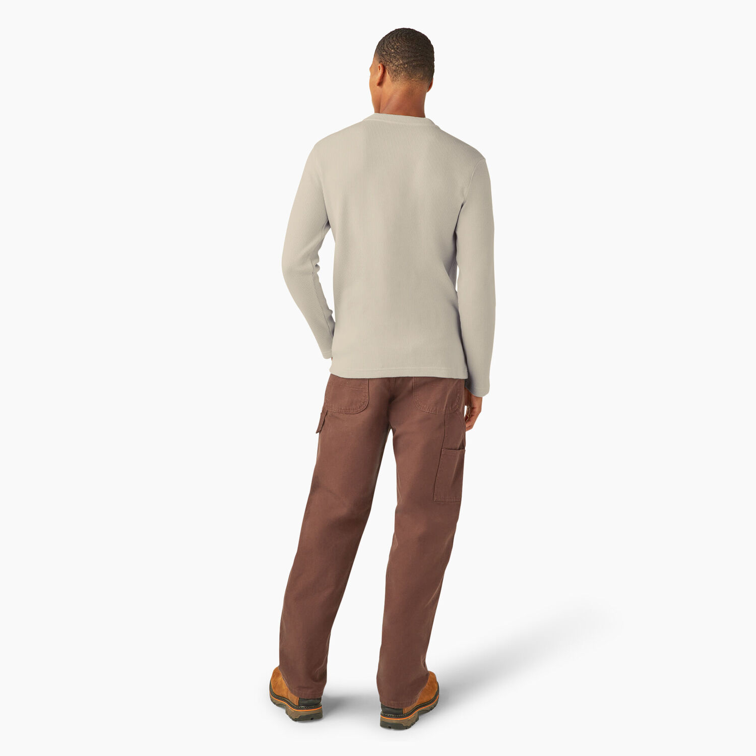 Dickies Men's Henley Thermal Shirt in Oatmeal