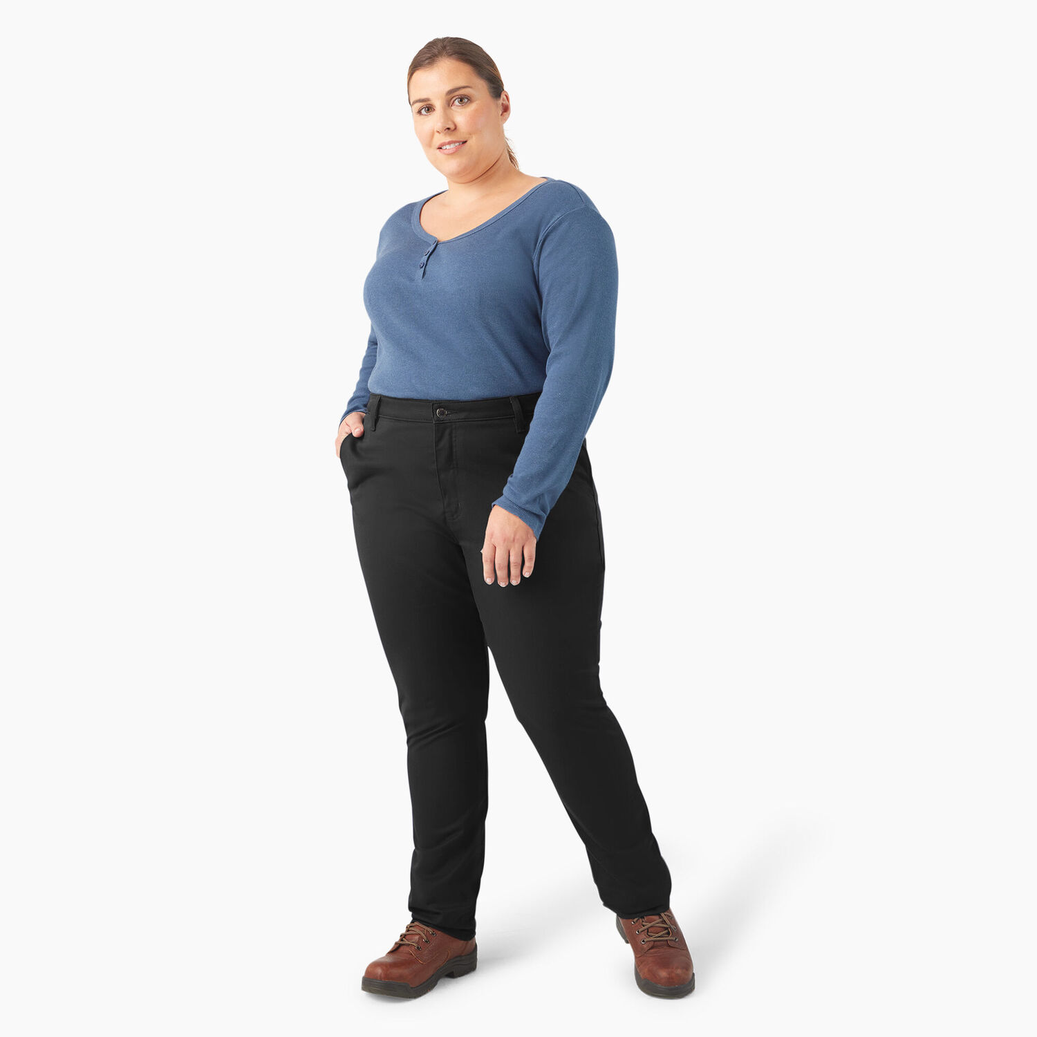 Dickies Women's SUPER FLEX Straight Leg Work Pants in Black