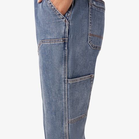 Dickies Women's Double Front Bib Overalls in Light Stonewashed Denim