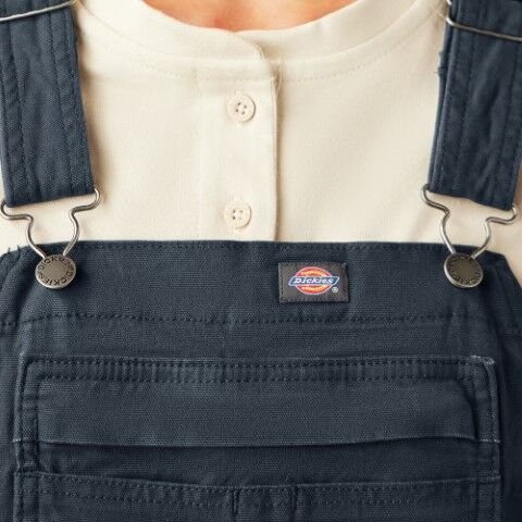 Dickies Women's Double Front Bib Overalls in Rinsed Diesel Grey
