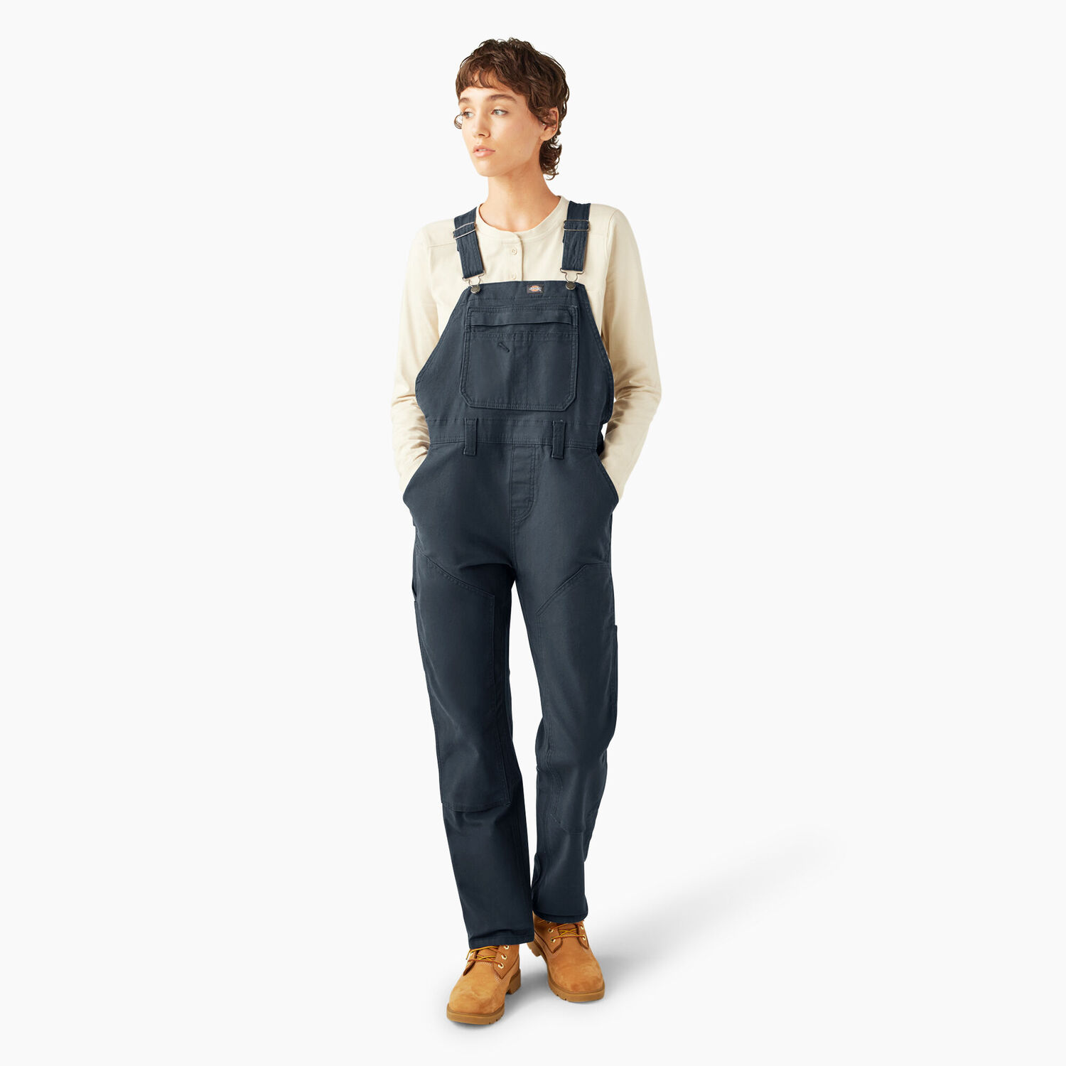 Dickies Women's Double Front Bib Overalls in Rinsed Diesel Grey