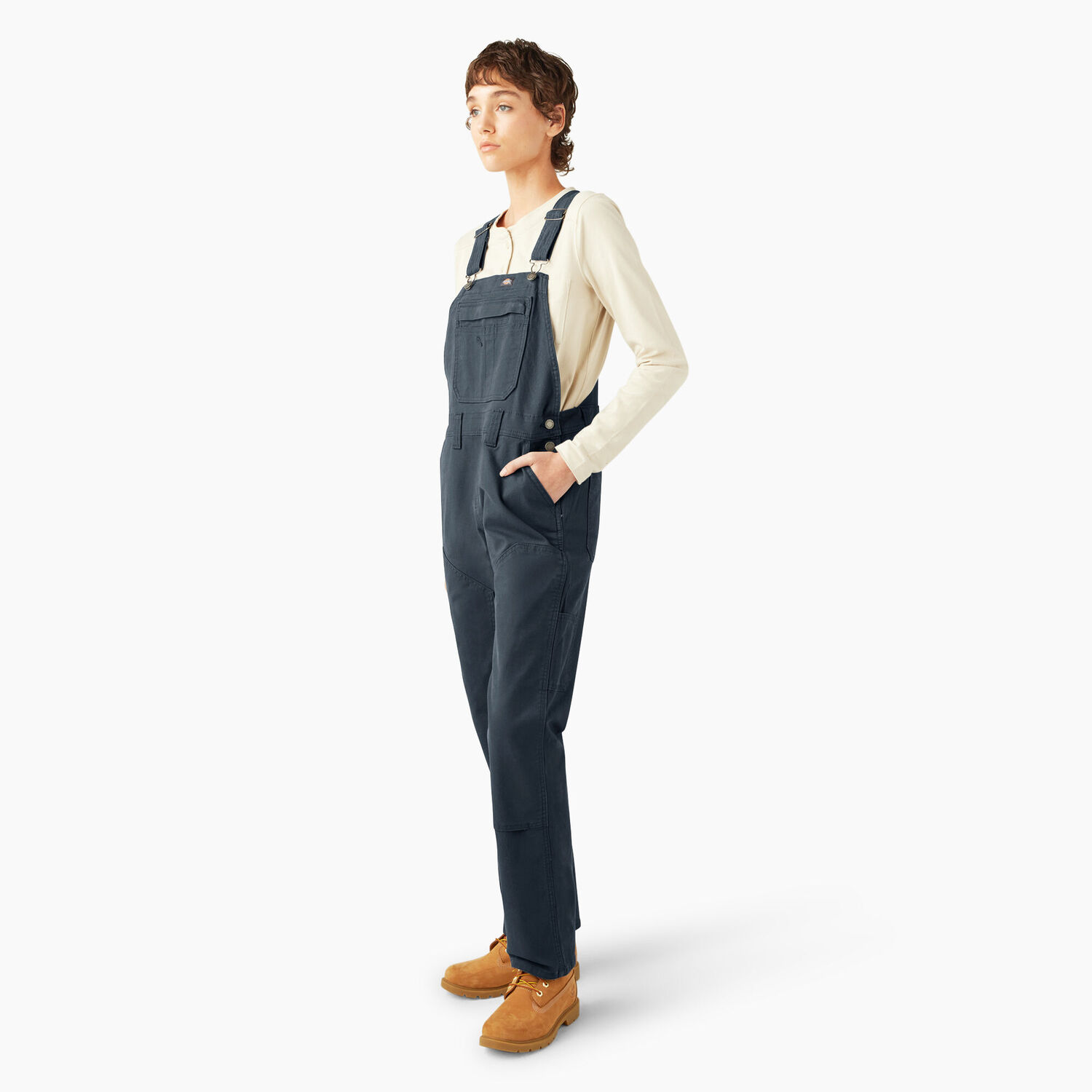 Dickies Women's Double Front Bib Overalls in Rinsed Diesel Grey