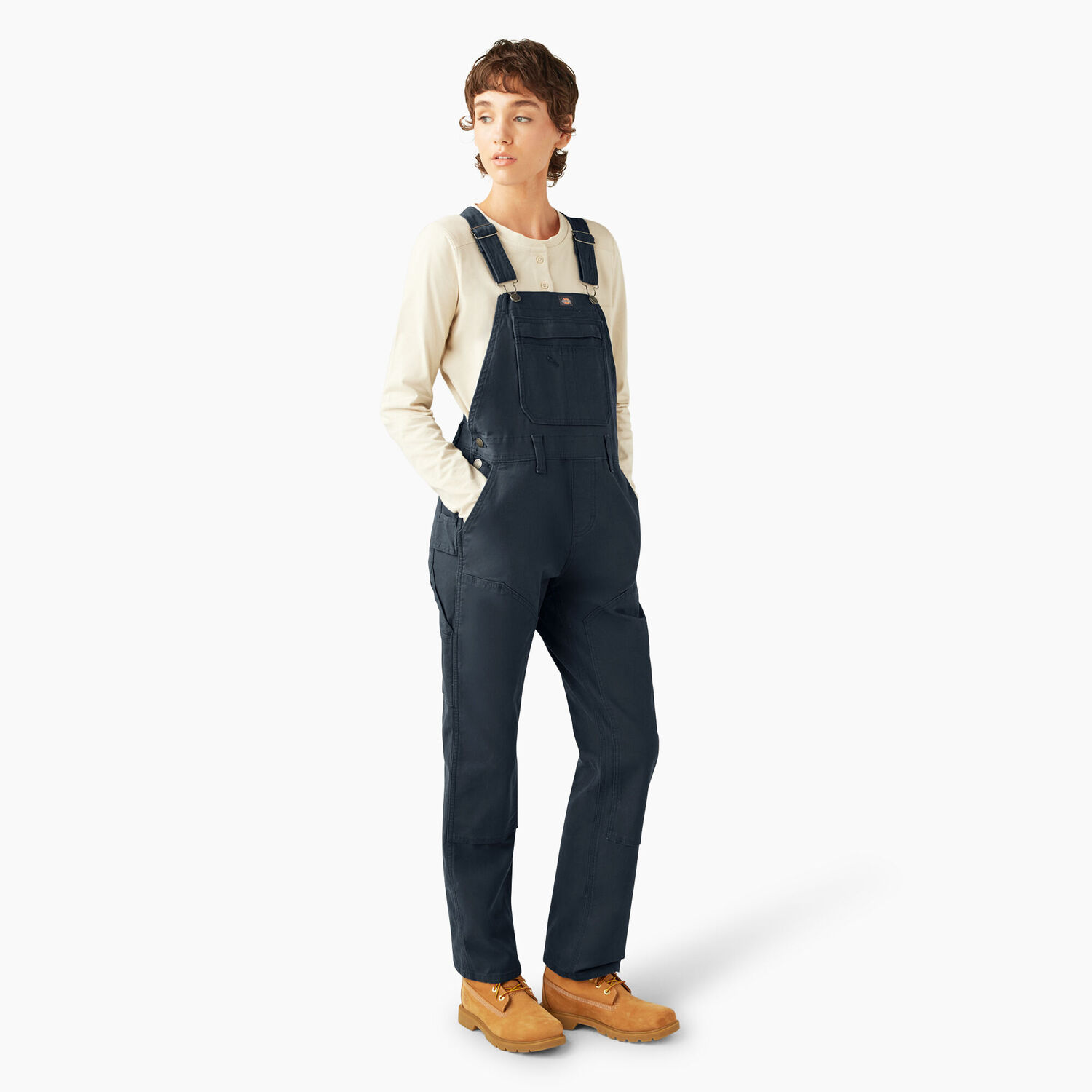 Dickies Women's Double Front Bib Overalls in Rinsed Diesel Grey