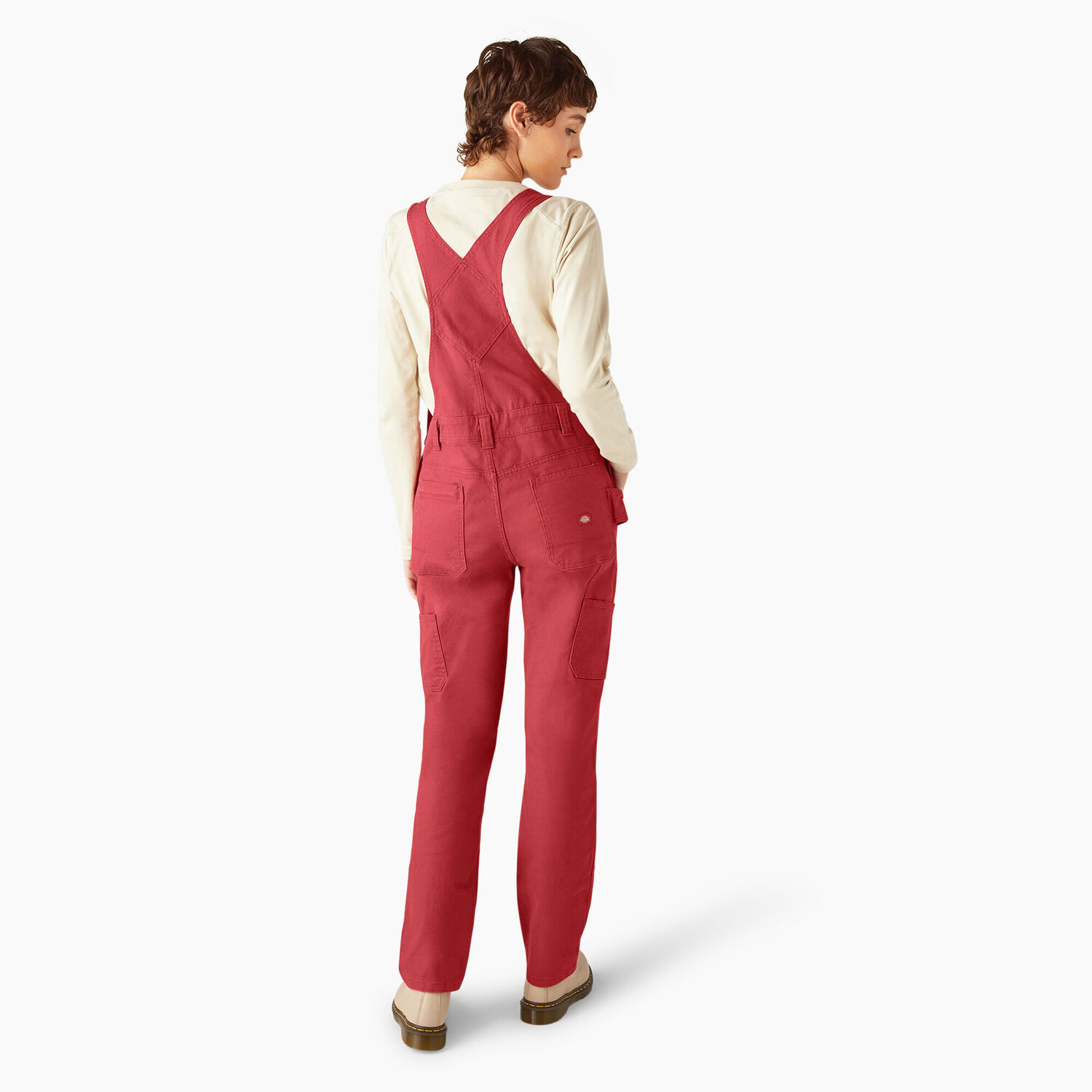Dickies Women's Double Front Bib Overalls in Red Ochre