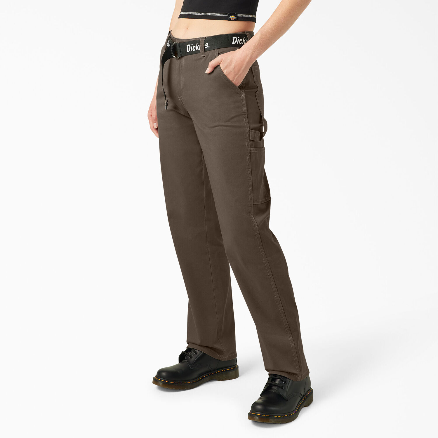 Dickies Women's Relaxed Fit Carpenter Pants in Mushroom