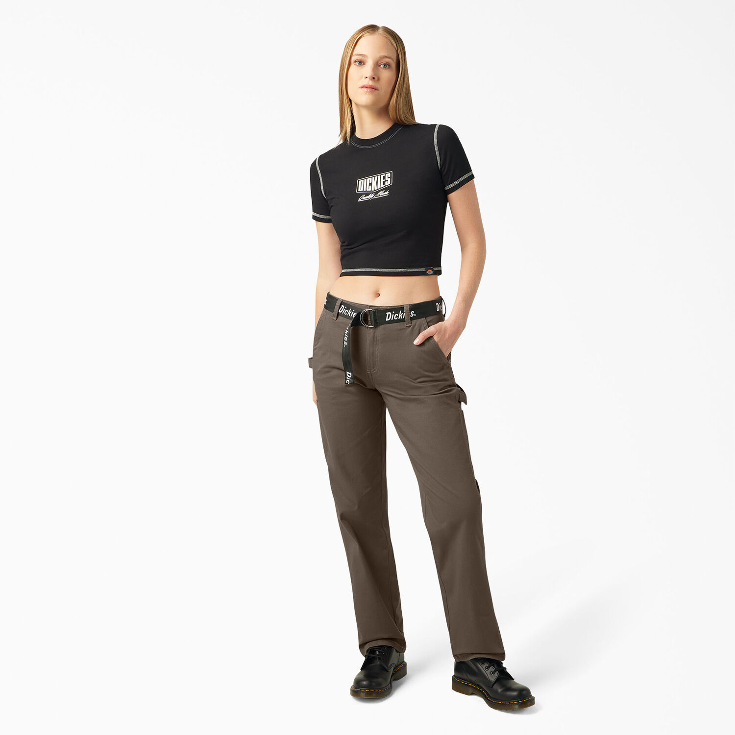 Dickies Women's Relaxed Fit Carpenter Pants in Mushroom