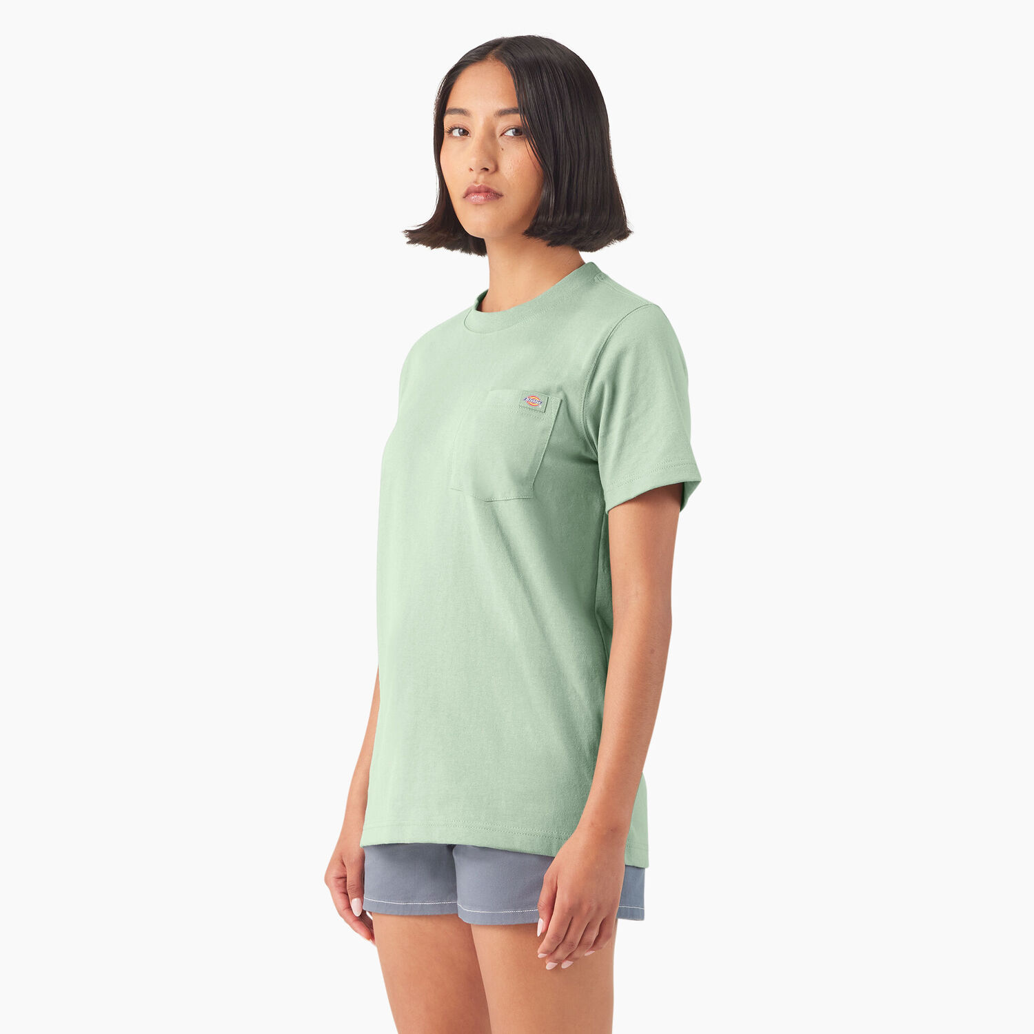 Dickies Women's Heavyweight Short Sleeve Pocket T-Shirt in Iceberg Green
