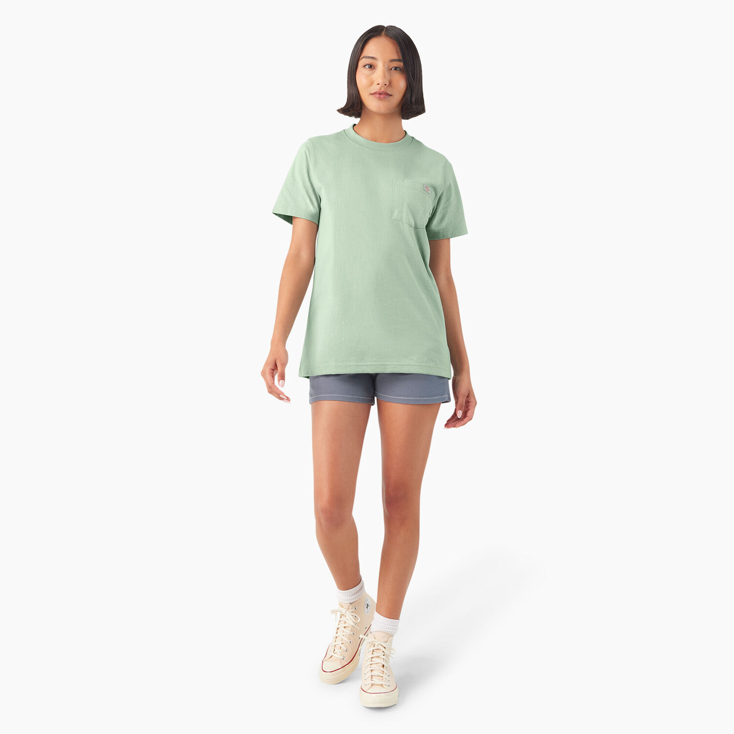 Dickies Women's Heavyweight Short Sleeve Pocket T-Shirt in Iceberg Green