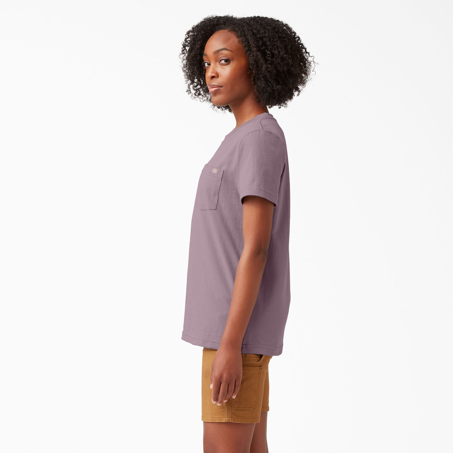 Dickies Women's Heavyweight Short Sleeve Pocket T-Shirt in Lilac