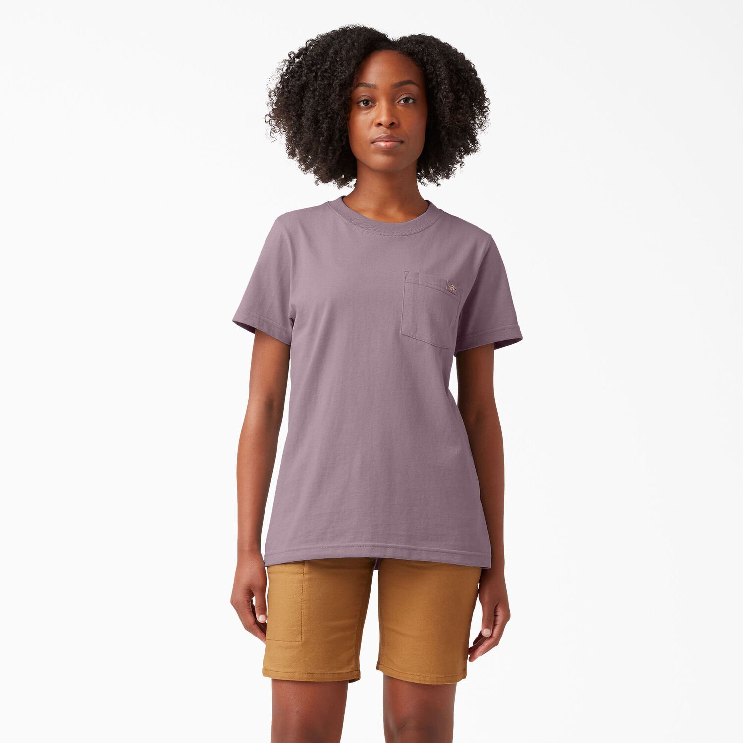 Dickies Women's Heavyweight Short Sleeve Pocket T-Shirt in Lilac