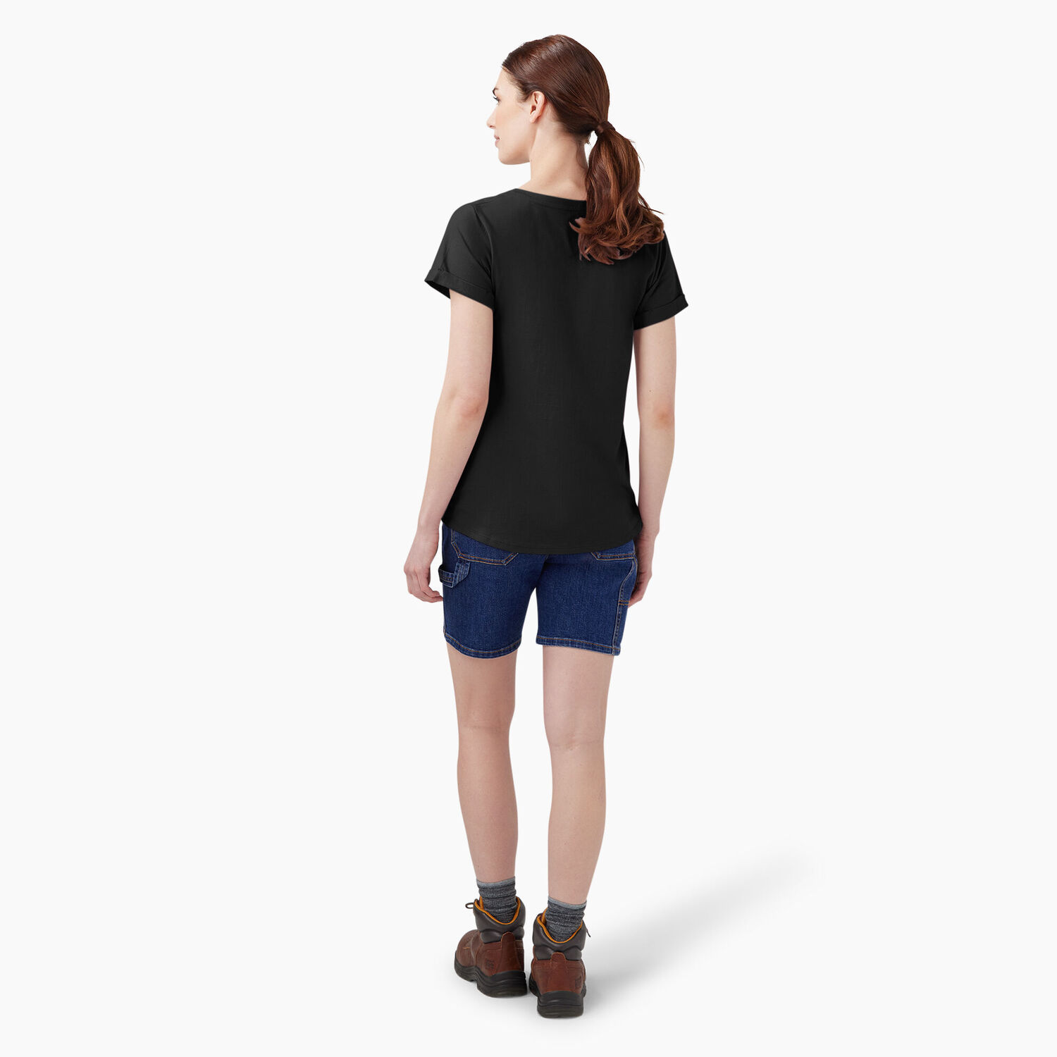 Dickies Women's V-Neck T-Shirt in Black