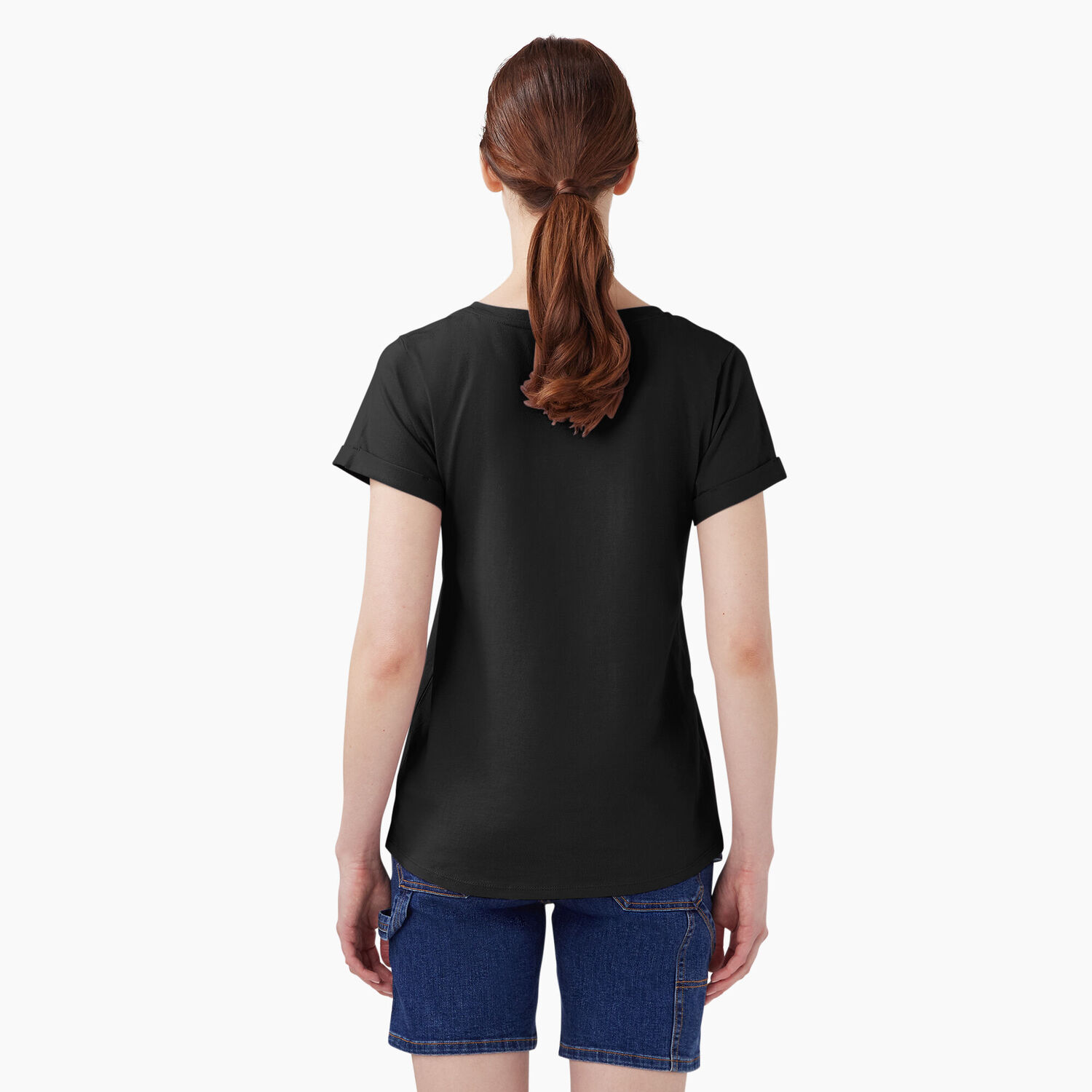 Dickies Women's V-Neck T-Shirt in Black