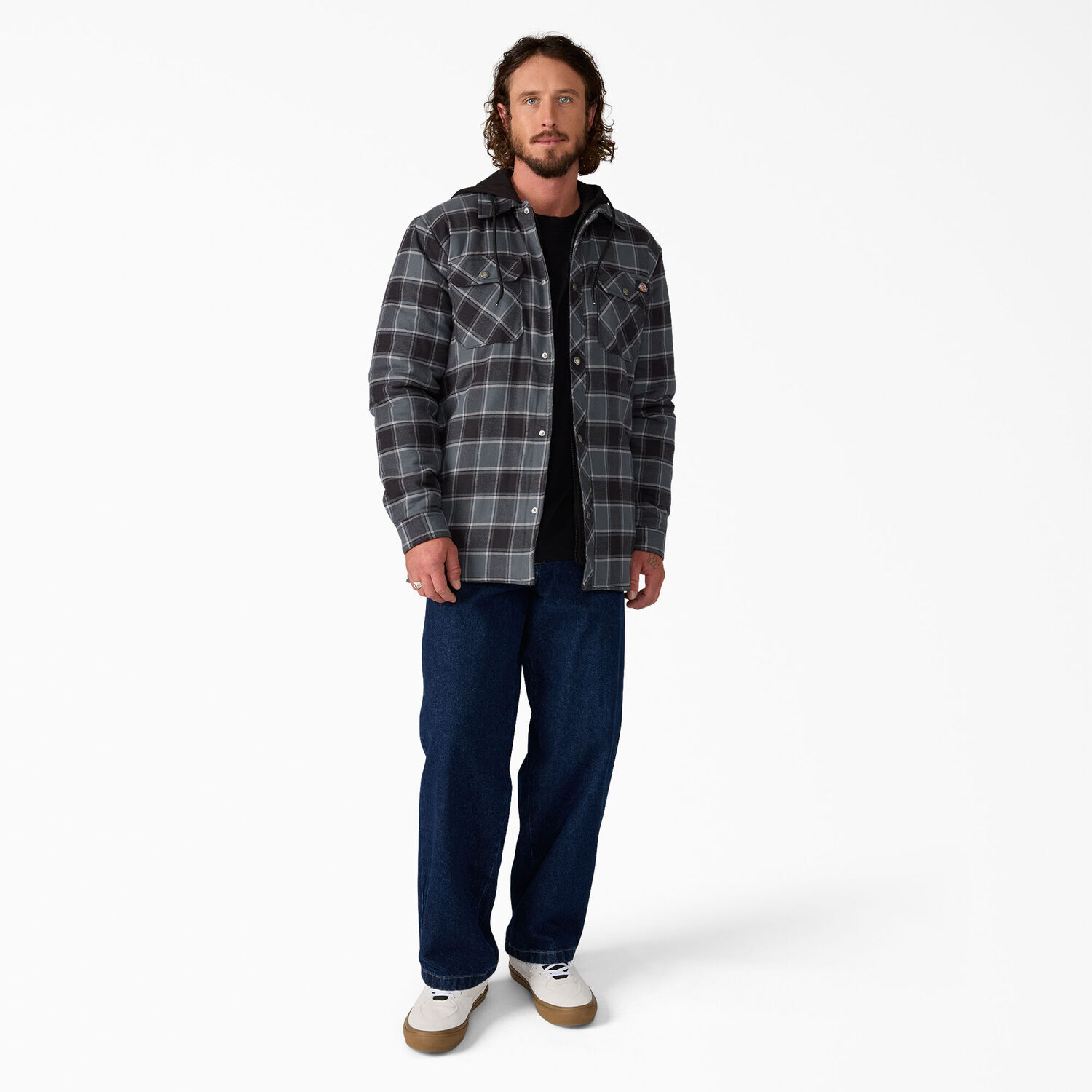 Dickies Men's Water Repellent Flannel Hooded Shirt Jacket